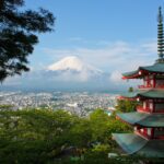 Chureito-Pagode mit Blick auf den Fuji in Japan